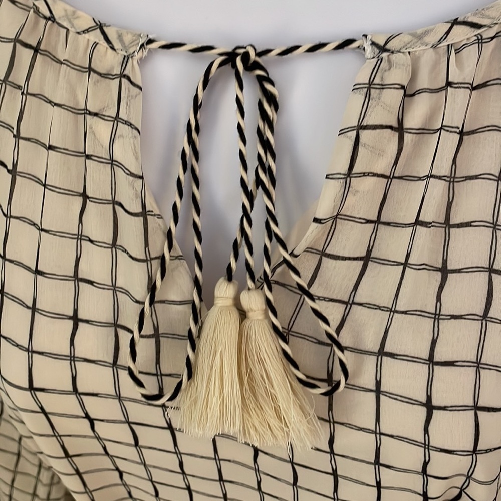 Melloday beige black plaid layered dress size S new with tag - Picture 6 of 16